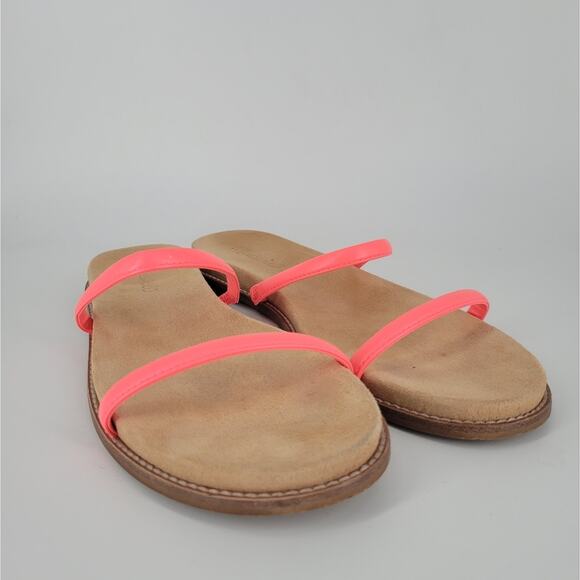 Madewell Neon Pink Double Strap Leather Sandals 10 - Picture 1 of 9